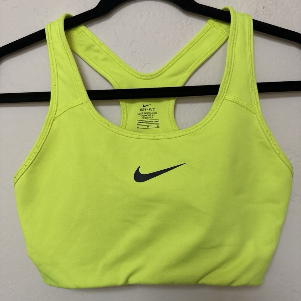 NIKE Pro DRI-FIT Sports Bra Women's M Highlighter Bright Neon Yellow
